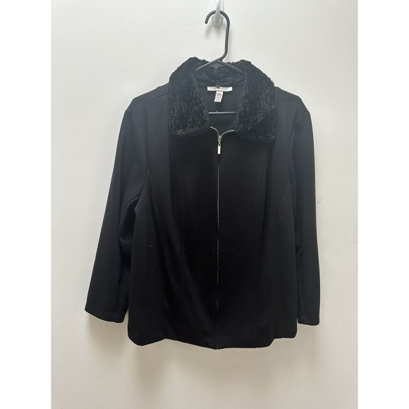 JM Collection Womens Jacket Large black Full Zip Knit polyester Blend. - Picture 2 of 4